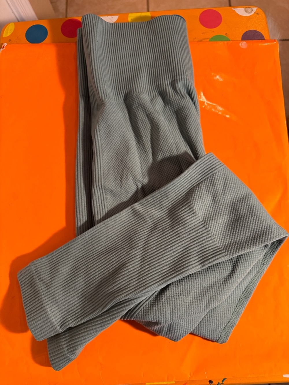 Ribbed High-Waist Leggings in Sage Green